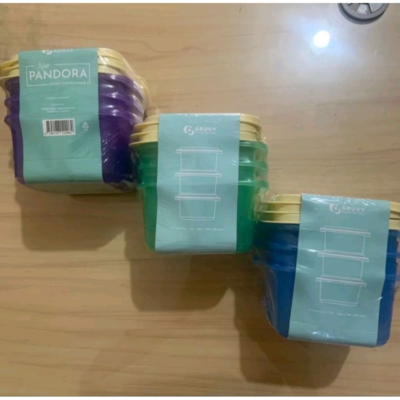 Toples Neo container Pandora 1.5 liter set isi 3 pics/neo pandora sealware set/wadah makanan