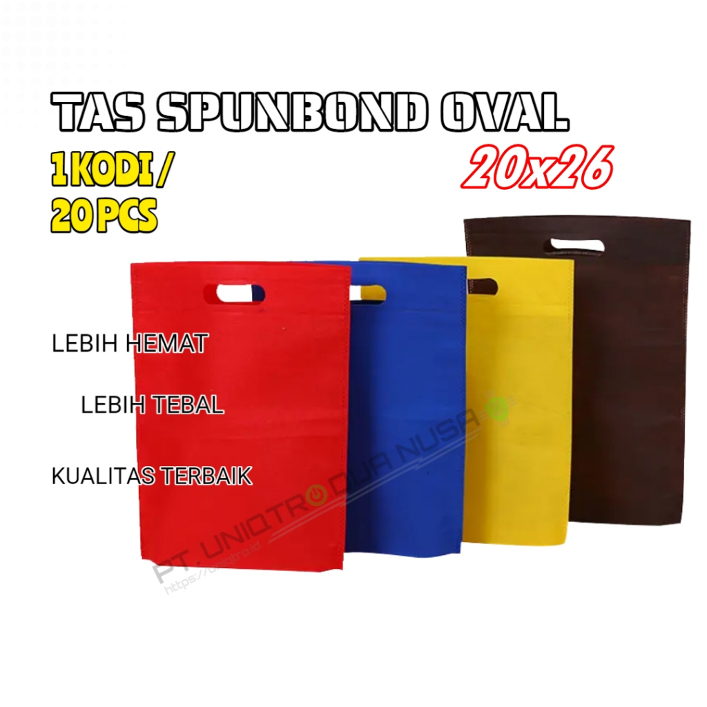 

(1 Kodi) Tas Spunbond Oval 20x26, Goodie Bag Polos 20 pcs