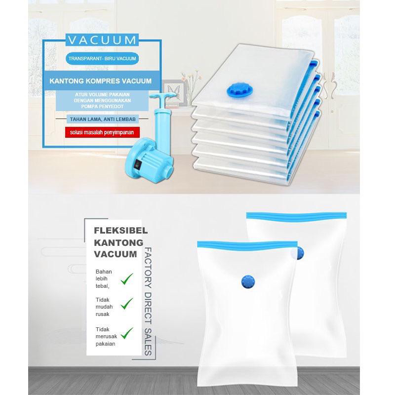 Vacum Bag Pakaian/Vacuum Bag Plastik /Travel Vakum Baju penyimpanan/Tahan Air Dapat Digunakan Kembal