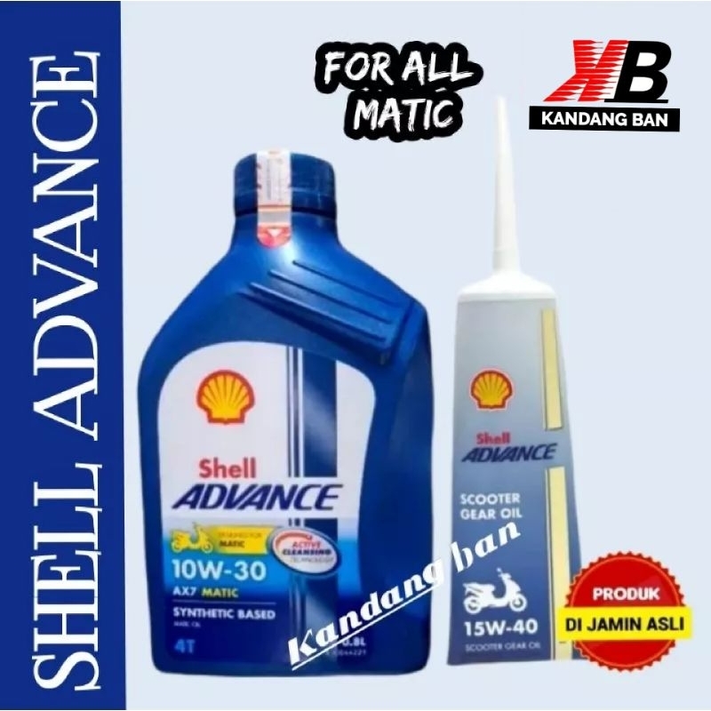 PAKET OLI SHELL ADVANCE AX7 MATIC 10W-30 (800 ML)  + OLI GARDAN SHELL (PRODUK 100% ORIGINAL)