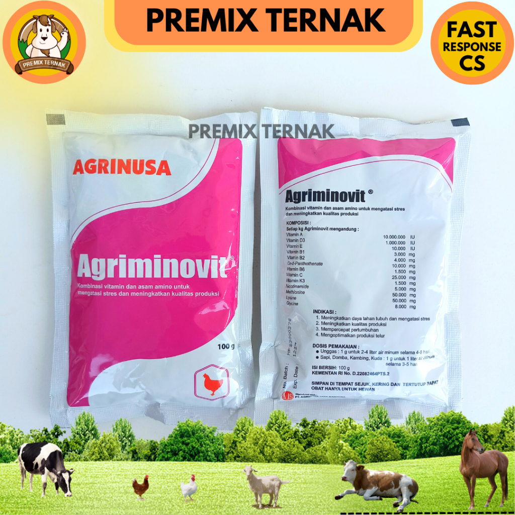 AGRIMINOVIT 100 gr - Multivitamin Asam Amino Untuk Hewan Ternak