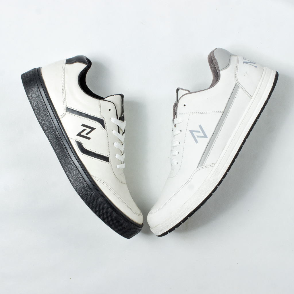 Sepatu Sneakers Casual Shoes Pria Hangout Travelling Jalan Kuliah Kerja Original Naz Nicholas White Black