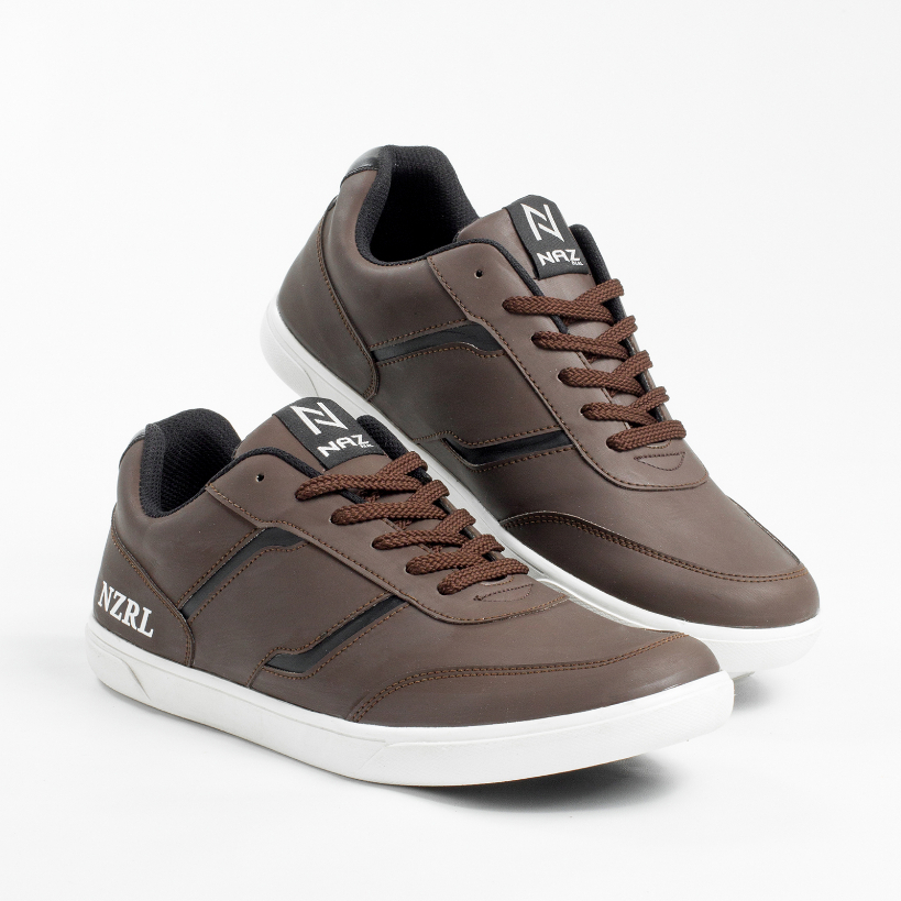 Sepatu Sneakers Casual Pria Sneaker Cowok Hangout Travelling Trendi Original Naz Oscar Brown