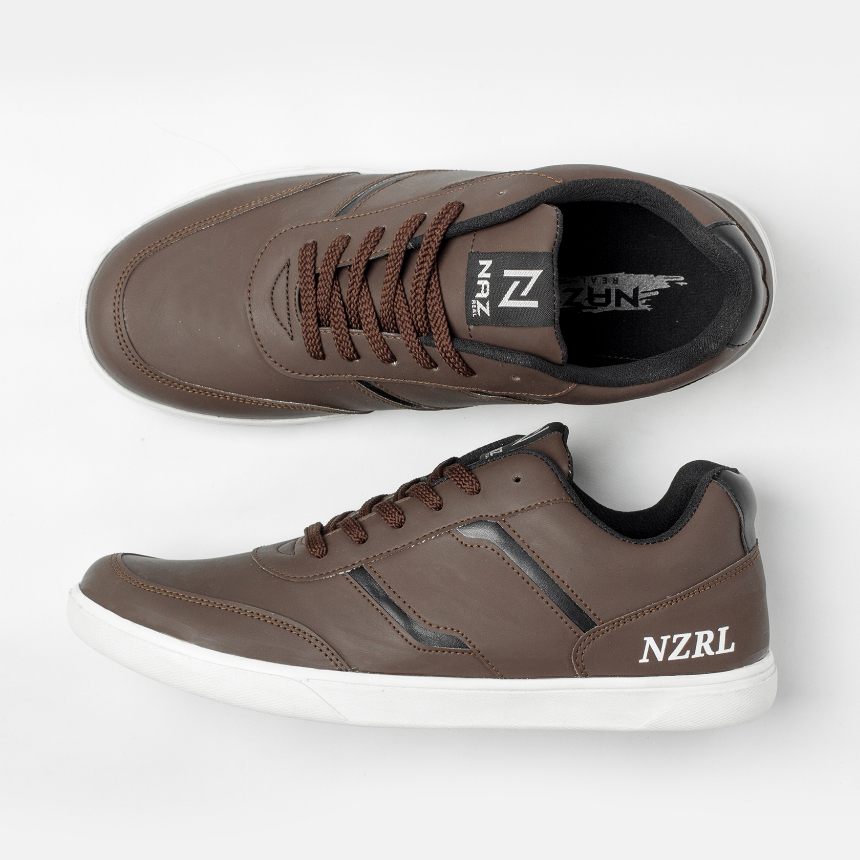 Sepatu Sneakers Casual Pria Sneaker Cowok Hangout Travelling Trendi Original Naz Oscar Brown