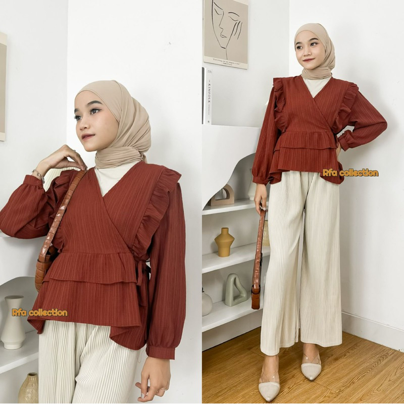 ATASAN KEMEJA WANITA THALIA BLOUSE TERBARU BAHAN BABY CRUSH PREMIUM SOFT