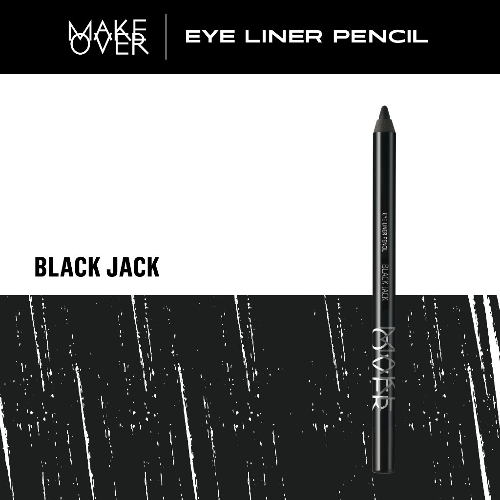 MAKE OVER Eye Liner Pencil Indonesia / Pensil Eyeliner 1.2g / Absolute Intensity Ultra Intense Pigments Waterproof Smudgeproof Easy / Shade Warna Black Jack Brown Latte Navy Blue Nude Sleek Silver Lines White Techno / Cosmetic Makeup Eyes Make Up Series