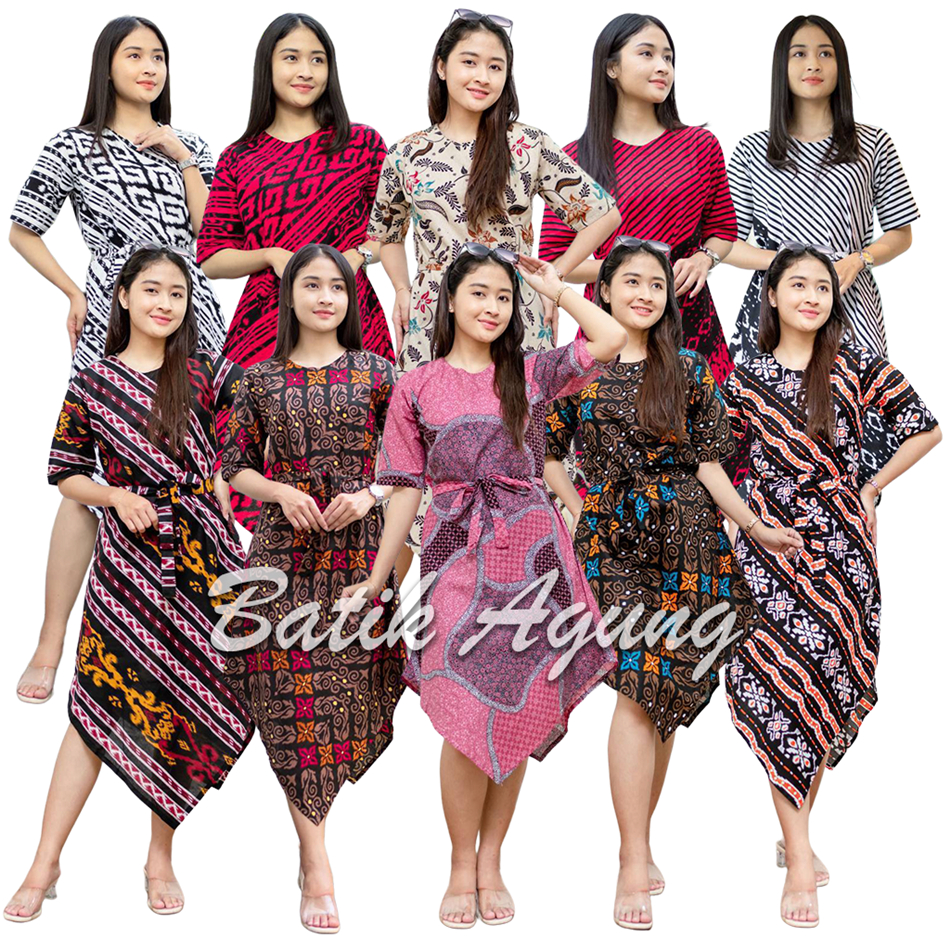 Gaun Seragam Dress Kondangan Wedding Party Casual Dress Bridesmaid Lancip Batik Wanita Modern Elegan