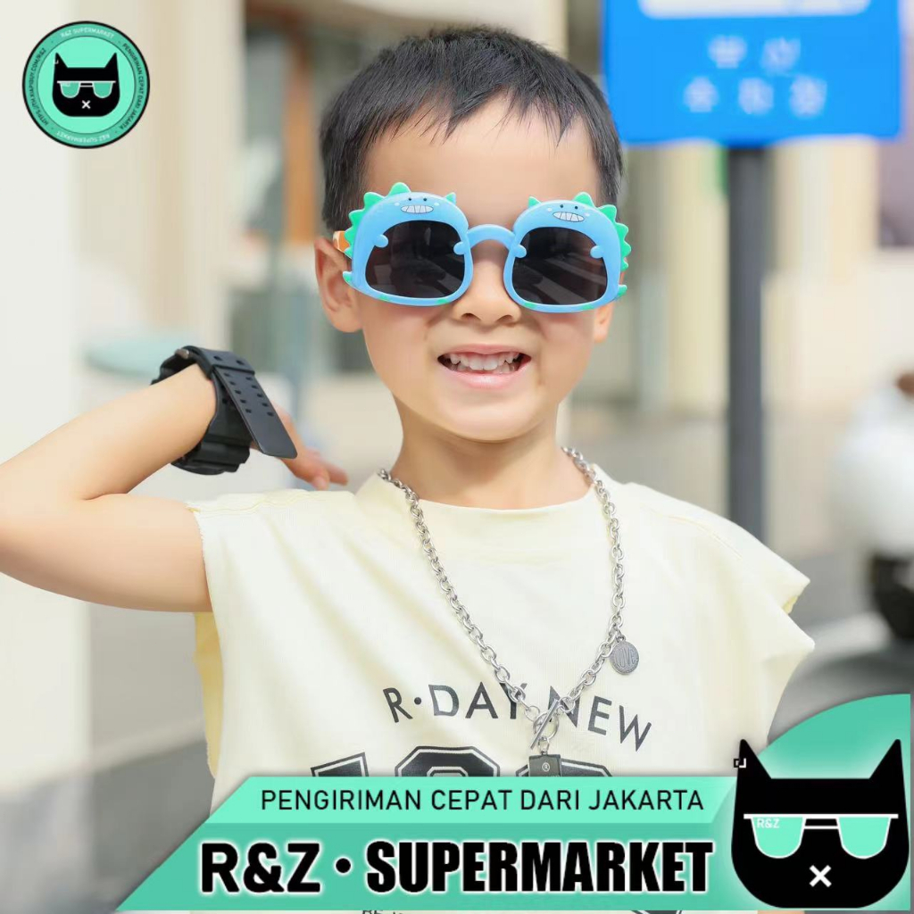 Kacamata hitam anak bayi kacamata dinosaurus kecil yang lucu unisex