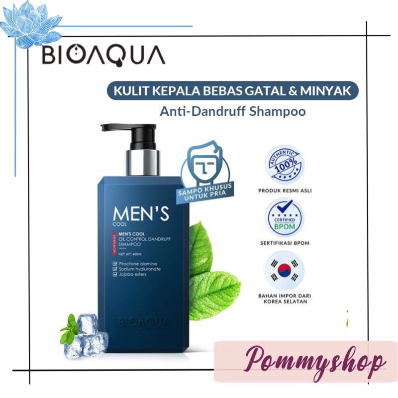 Bioaqua Men's Cool Oil Control Dandruff Shampoo 400ml / Shampoo Anti Ketombe