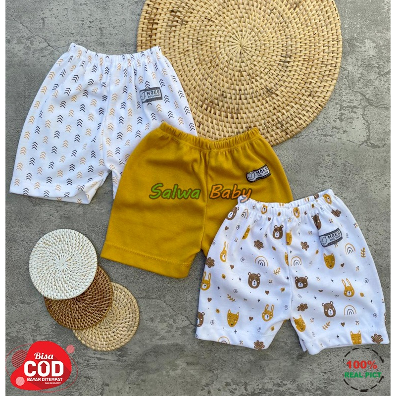 Isi 6 PCS Baju Celana Bayi / 3 Setel Baju Lengan Pendek Celana Pendek Usia 0-3 Bulan Seri Kuning Mustard Almeera Baby and Kids