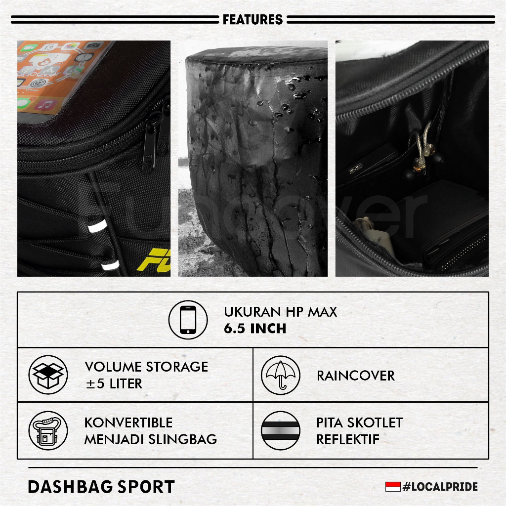 DASHBAG TANKBAG TAS MOTOR STAND PHONE HOLDER HP KAPASITAS BESAR WATERPROOF