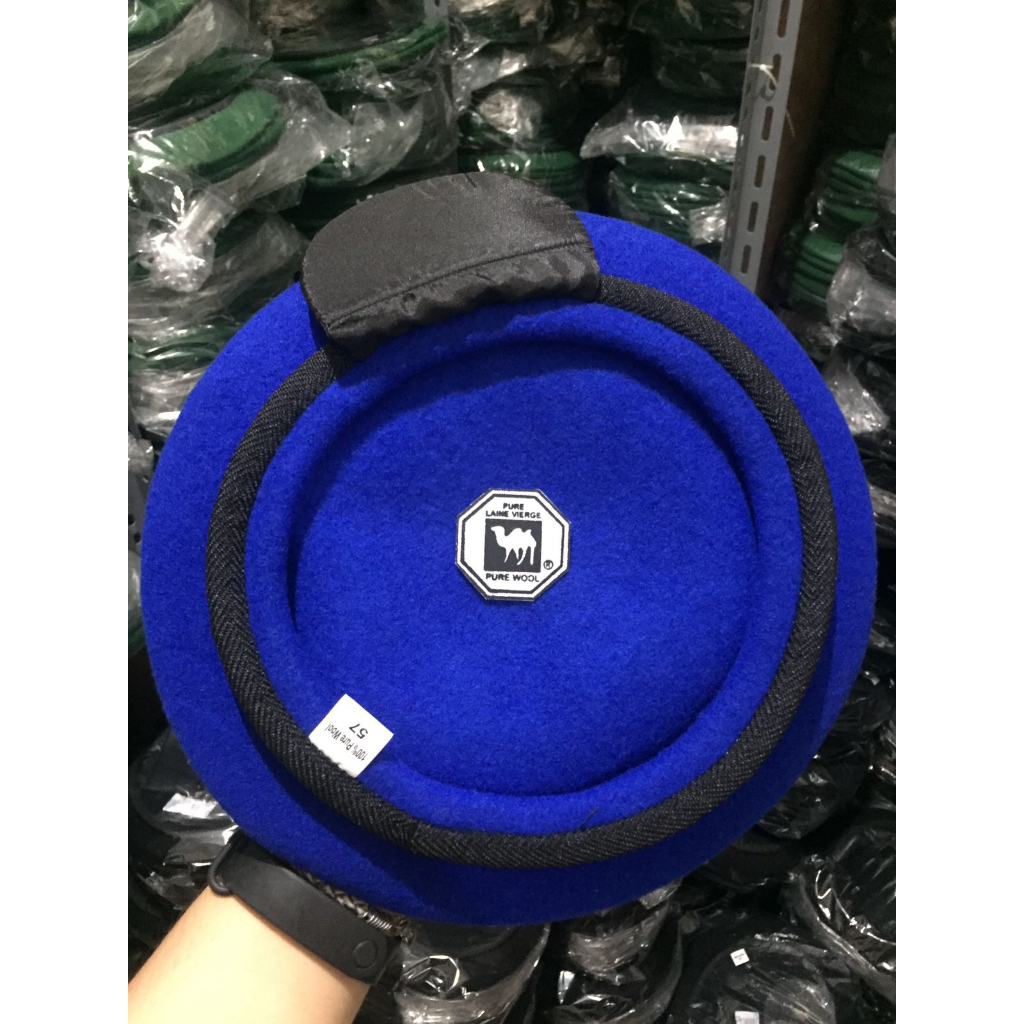 Topi Baret PM / Biru, Camel Asli Logo Onta Hitam
