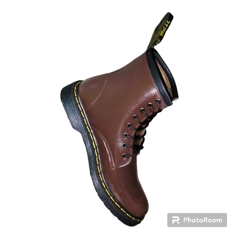 SEPATU BOOTS PRIA KASUAL 8 HOLE DOCMART TINGGI WARNA KOPI/TAN DMS PRIA HADE UK 36-43