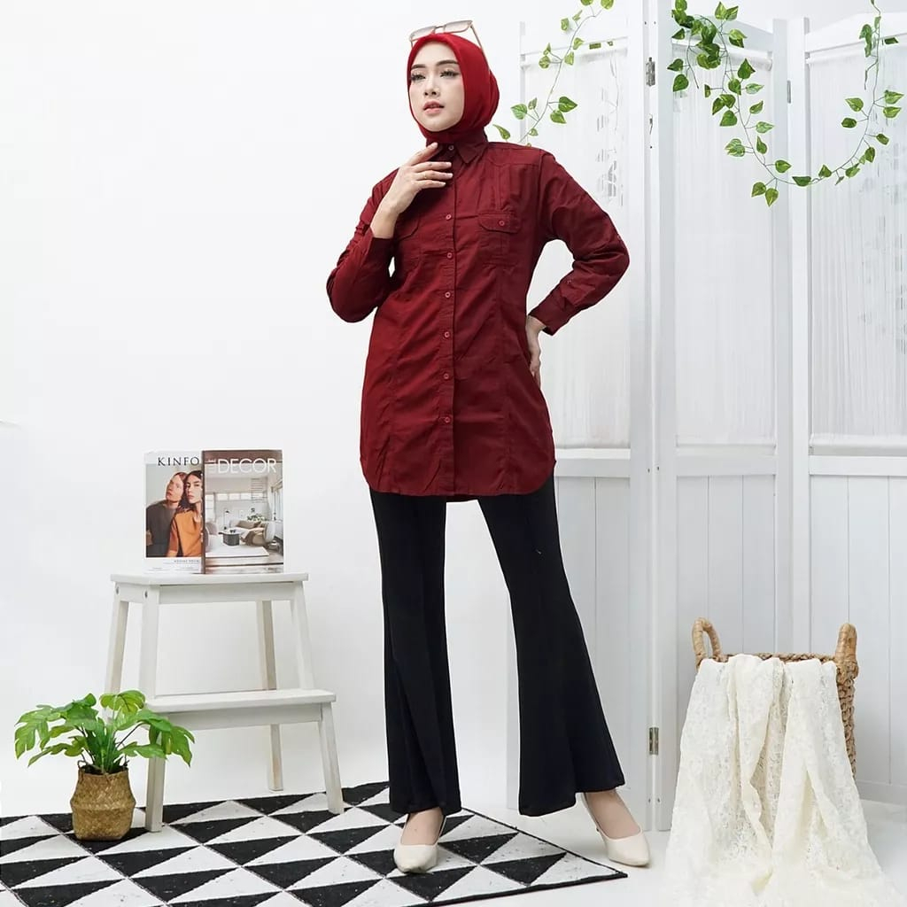 Obral Tunik Wanita Lengan Panjang Polos Warna JSA