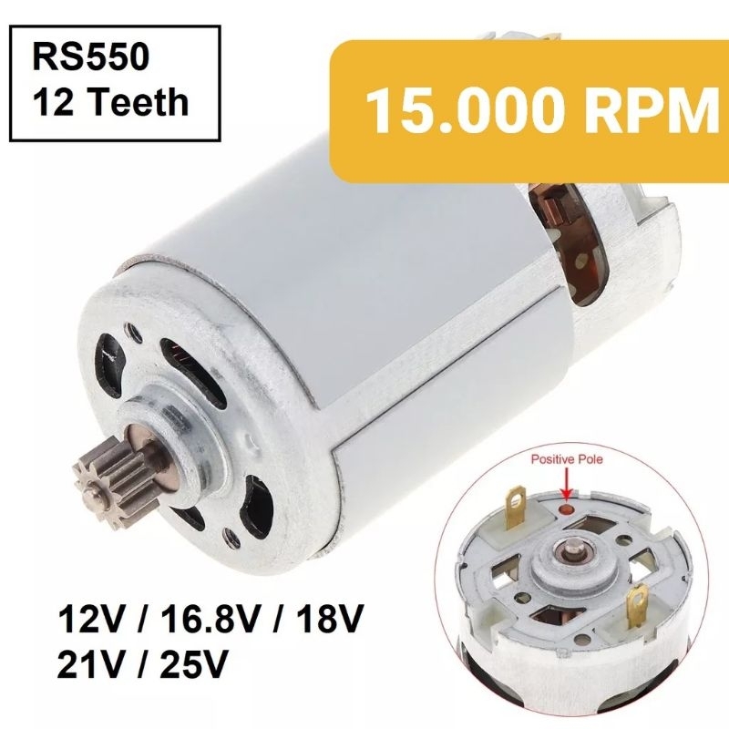 Dinamo RS 550 RS550 motor 12v 16.8V 18V 21V 12 Teeth gigi GEAR pengganti dinamo obeng bor elektrik l