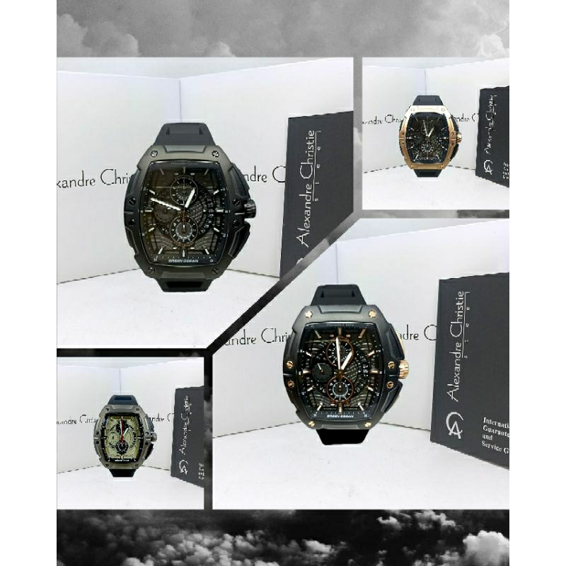 Jam Tangan Pria Alexandre Christie 6629 AC6629 AC 6629 Tali Karet / Rubber