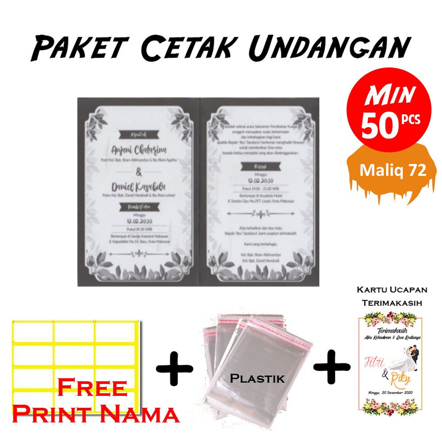 Paket Cetak Undangan Pernikahan Dan Khitanan MALIQ 72