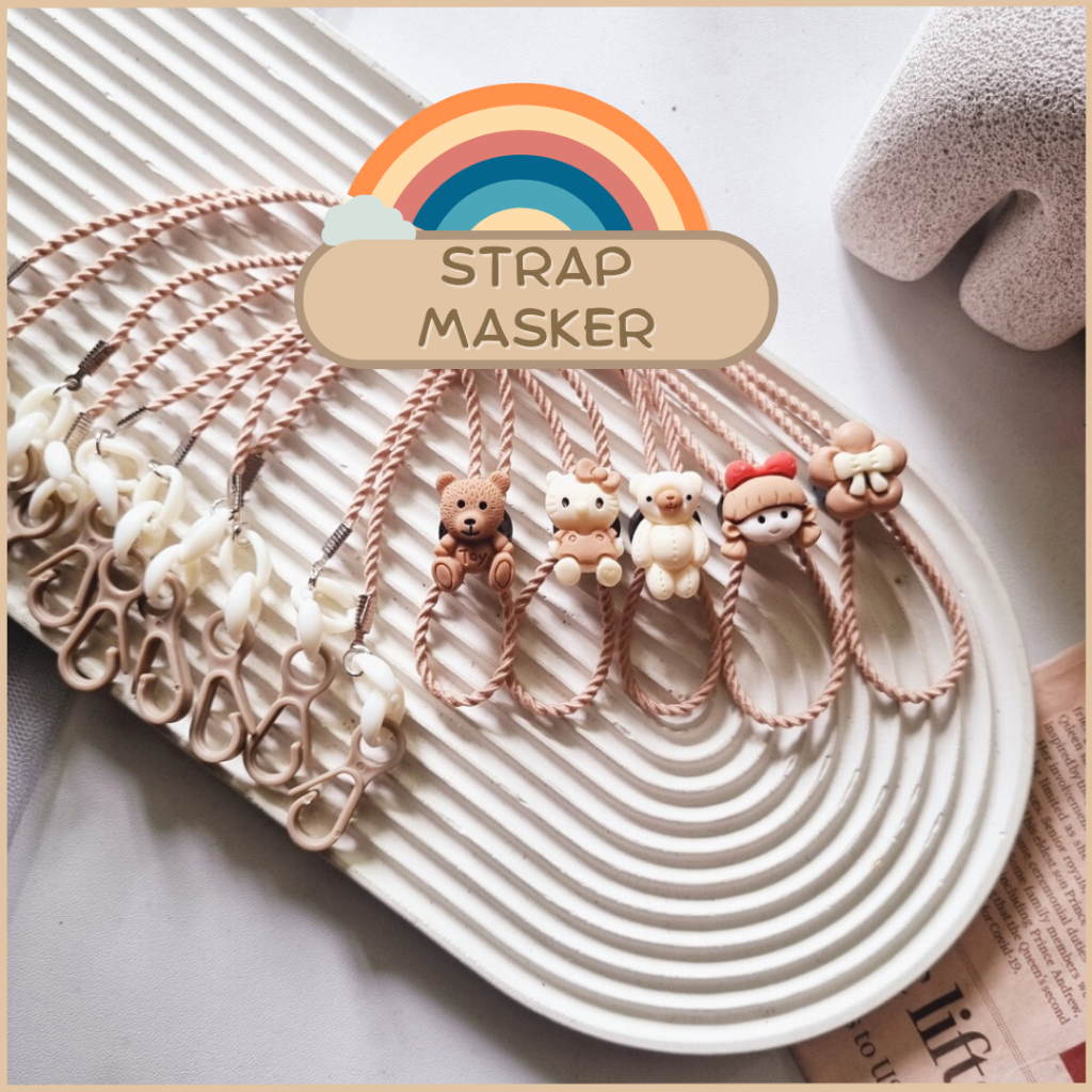 ( Part 2 ) Tali kalung Masker anak dan dewasa strap masker 2 in 1 Karet Elastis / Stopper bunga kara