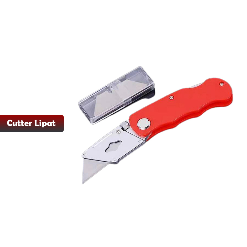 NEW CUTTER LIPAT /  Pisau Cutter Lipat, Foldable Cutter Knife refil isi 5 pcs -YOSINOGAWA