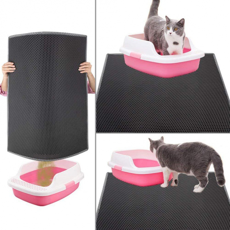 Double-Layer Cat Litter Mat Cat Litter Box Mat Trapper EVA Pad Pet Foam Rubber Rug Alas Kotoran Kucing