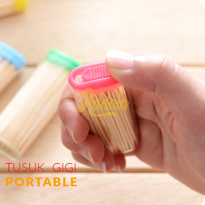 Tusuk Gigi Tempat Model Korek isi 50pcs / Tusuk Gigi Bambu Portable Model Saku / Tusuk Gigi Wadah Mini / tusuk gigi tempat bambu kecil