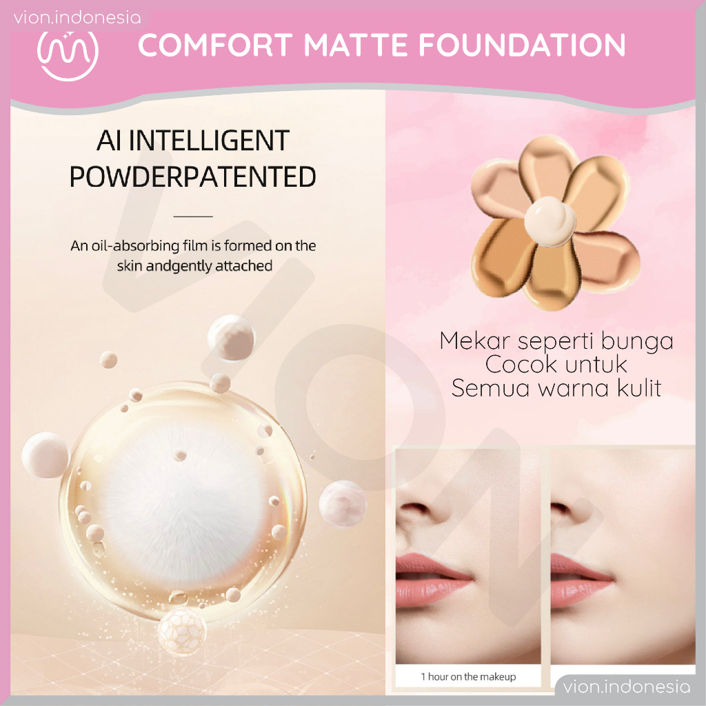 KACHI - MINIPINK Foundation Comfort Long Lasting Matte Foundation All Day 6 Colors MP020