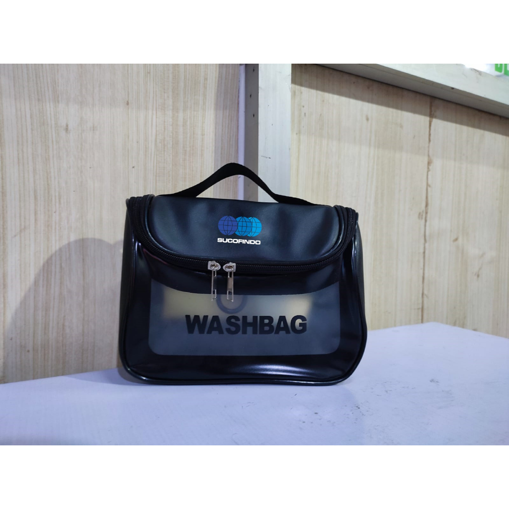 Washbag Transparan Tas SUCOFINDO / Tas Travel Pouch Kosmetik Custom