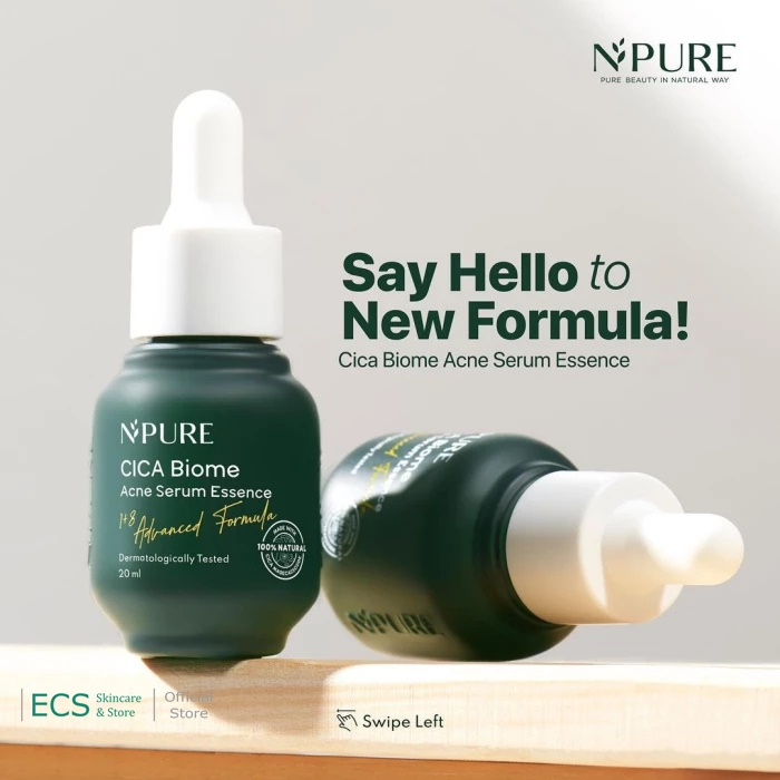 (Kemasan BARU) NPURE Acne Serum CICA Biome ESSENCE Centella Asiatica / Acne Care 20 ml - Serum Esence Wajah - Skincare Jerawat Berminyak NPure Hijau