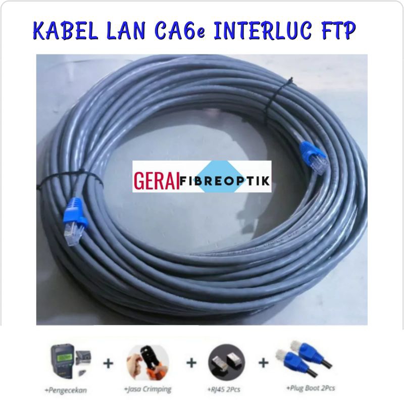 Kabel LAN FTTH  Cat6e Interluc  45  Meter siap pakai