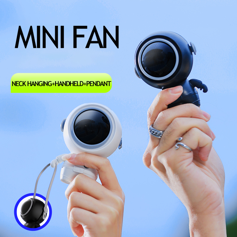 Kipas Angin Leher Baru Astronot Gantung Mini fan Bladeless Fans Portable Mini Ac Outdoor Sprot Untuk Pelajar Perempuan Mini Astronaut Leafless Halterneck Fan USB