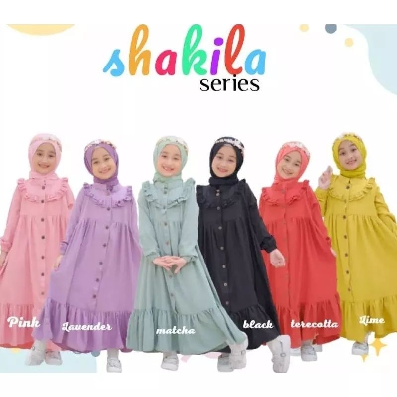 GAMIS ANAK SHAKILA HITAM CRINKLE AIRFLOW