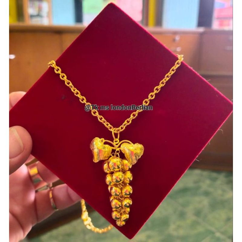 Kalung + Liontin Mas LM asli 24K 999,9%. Mas London.
