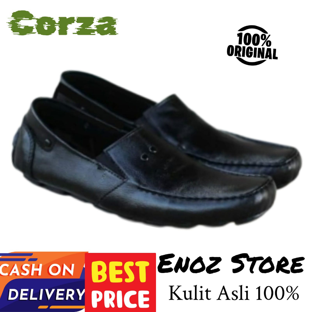 ENOZ X CORREA - Sepatu Slop Loafers Casual Kasual Pria Slip on Selop Formal Kerja Kulit Asli Murah Street Walk Solop Moccasin Gaya Sepatu Casual Pansus Cowo Keren Trendy Pesta Kekinian