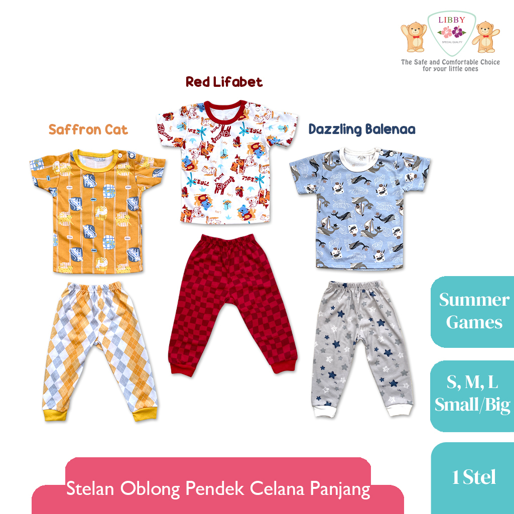 Libby Setelan Oblong Pendek Celana Panjang Summer Games Baby Collection