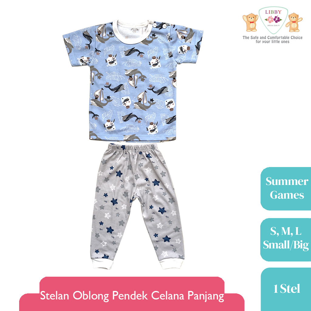 Libby Setelan Oblong Pendek Celana Panjang Summer Games Baby Collection