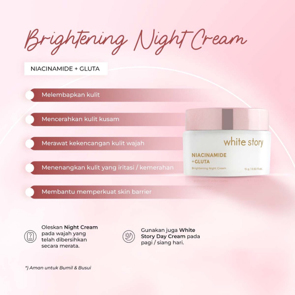 WHITE STORY Brightening Night Cream 15gr Moisturizer Moisture Moist