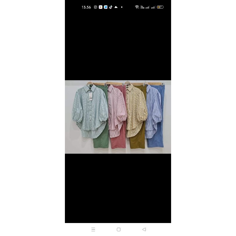 stelan kemeja celana zara/one set