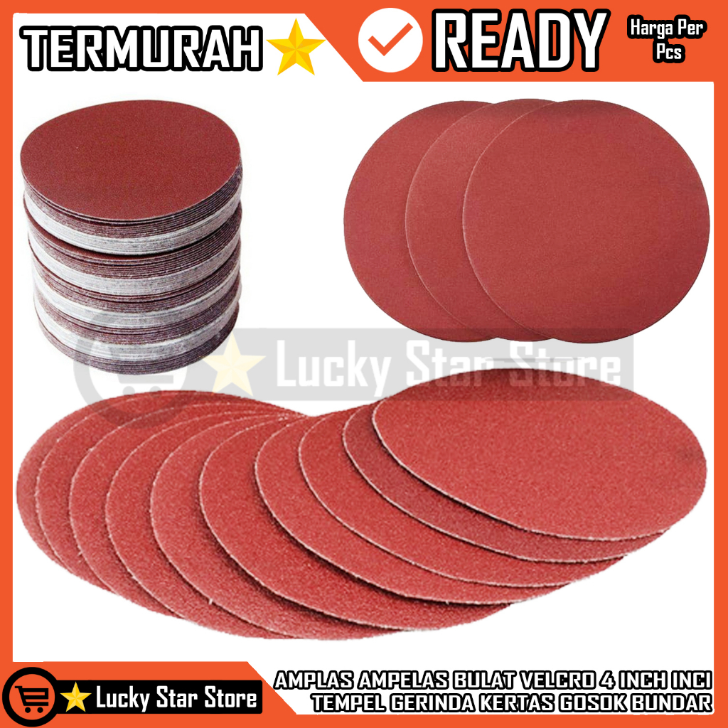 AMPLAS AMPELAS AMRIL BULAT VELCRO 4 INCH TEMPEL GERINDA AMPLAS BULAT VELCRO 5INCH POLOS SANDPAPER RE