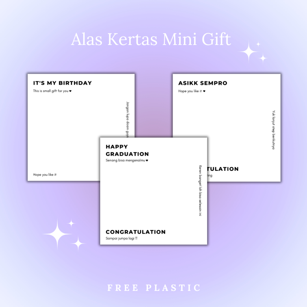 

SERI A | Alas Kertas Mini Gift - Alas kertas - Alas mini gift - Alas hampers - alas freebies