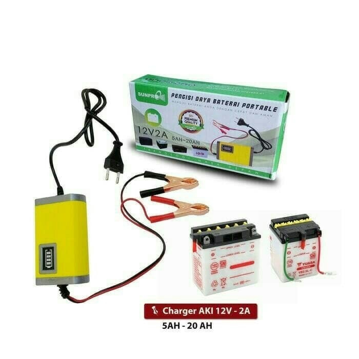 COD Alat Cas Aki Car Truck Motorcycle Battery Charger Sunpro 12V 2A 2 Varian LED