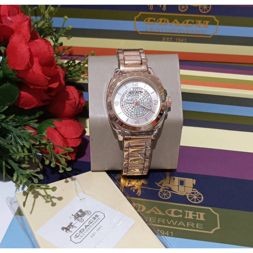 BISA COD - Jam Tangan Wanita Coach C9124Lv Tali Rantai Free Box Original, Manual Book & Paperbag