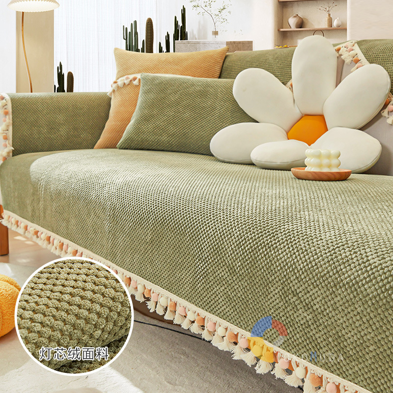 TOKOMUDA COD Cushion Mat cover Sofa Ruang Tamu Non-Slip Sofa Cover dengan Rumbai Universal Dekorasi Rumah