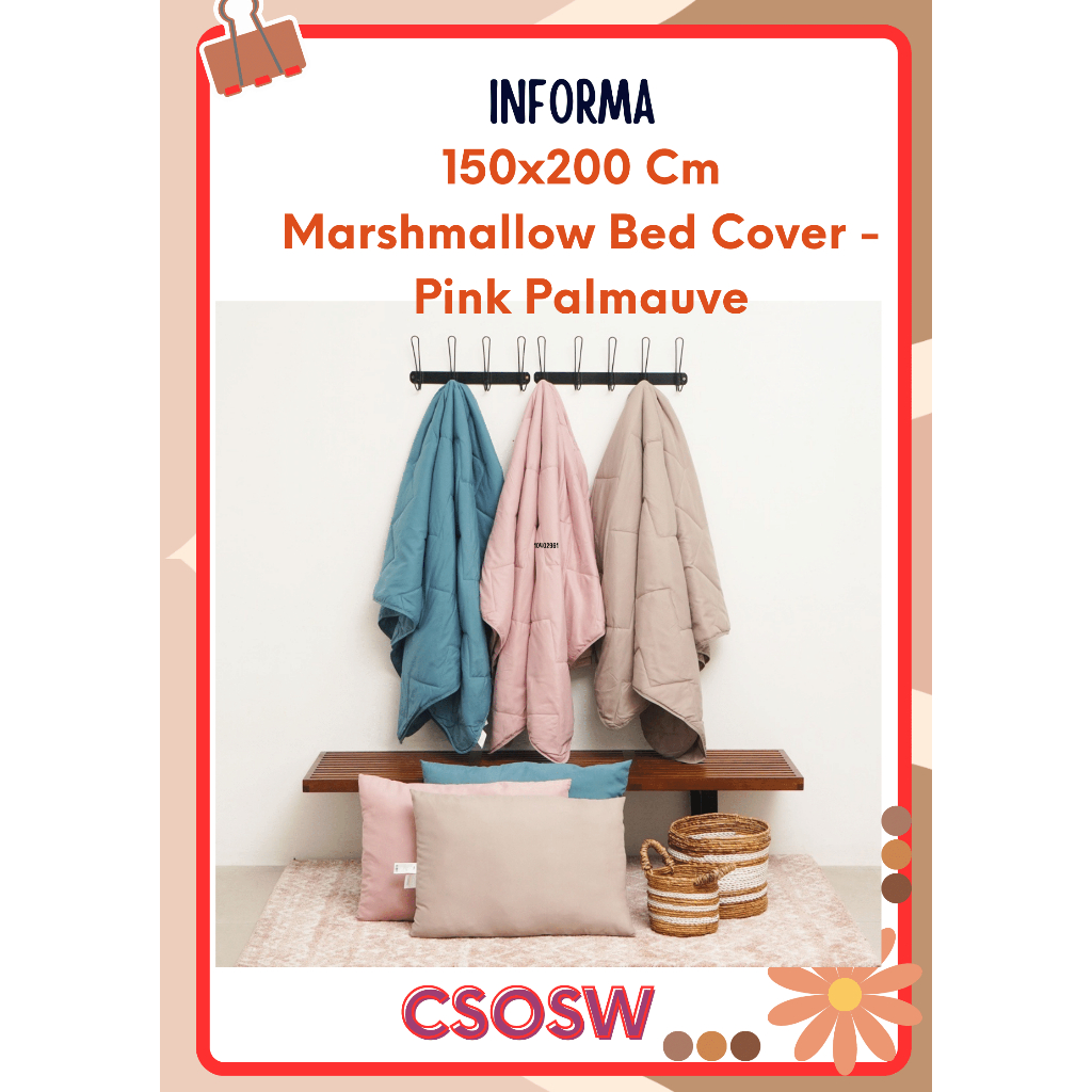 Informa 150x200 Cm Marshmallow Bed Cover Pink Palmauve