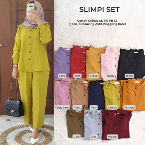 Oneset Slimpi Ld110 - SetCel Crinkle Airflow One Set Crinkle airflow Oversize Setelan Wanita