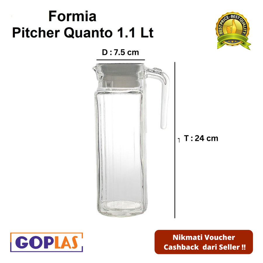 Teko Kaca / Pitcher / Jug 1.1 Lt Merk Formia - FR7102011 Tahan Panas