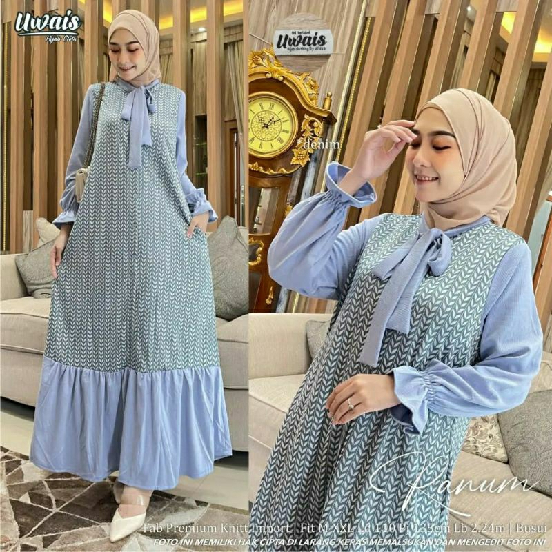 Ranum Maxy, GAMIS WANITA MUSLIM CANTIK MODIS FIT XXL LD 110-120 BAHAN PREMIUM KNIT IMPORT KANCING AKTIF TERMURAH OOTD KEKINIAN TERLARIS