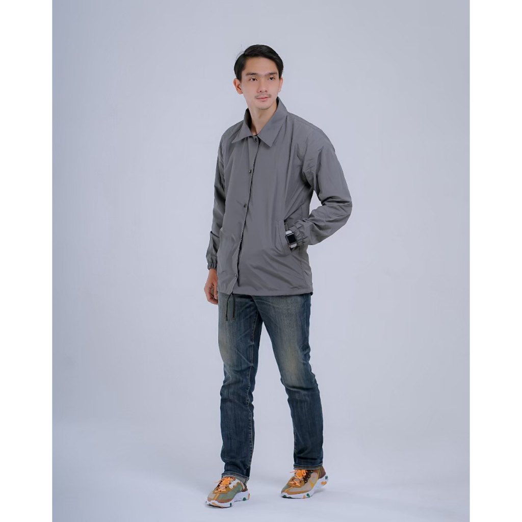 JAKET PRIA ABU TUA SIZE L XL  - JAKET COACH WINDBREAKER  - JAKET PARASUT WINDBREAKER ORIGINAL - JAKET PELATIH - JAKET OLAH RAGA - JAKET MOTOR WINDBREAKER - JAKET MOTOR WINDPROOF - JAKET CASUAL PRIA