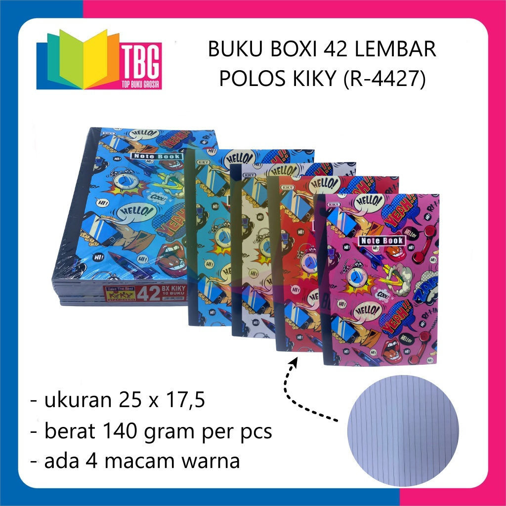 

1 PCS BUKU BOXI 42 LBR POLOS KIKY BUKU TULIS CATATAN SEKOLAH NOTEBOOK (R-4427)