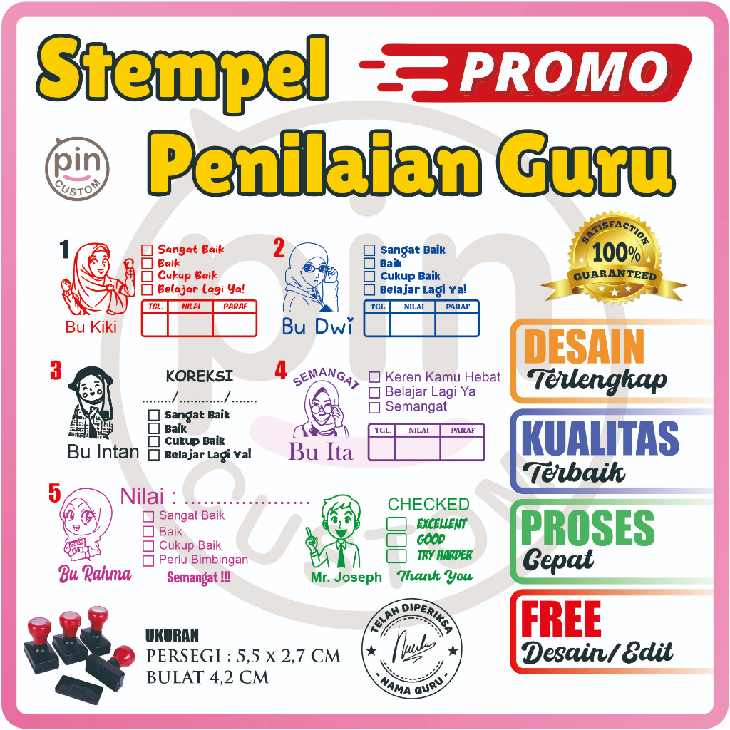 

Stempel Nilai Guru / Penilaian / Koreksi / Checked / Reward Siswa Murid Sekolah