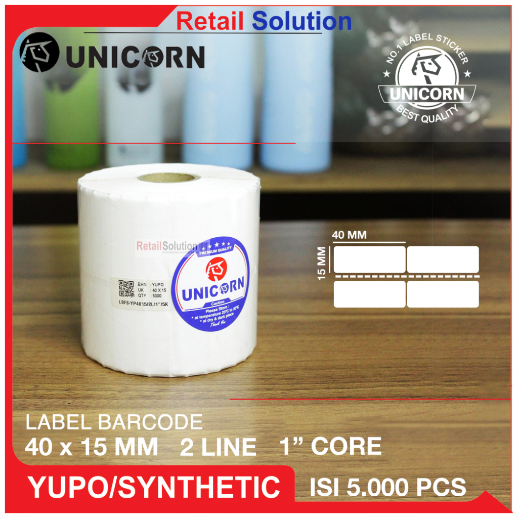 Stiker Barcode Label YUPO Synthetic - 40x15 mm / 40x15mm / 40 x 15 mm